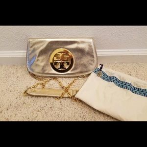 Tory Burch Gold clutch with detachable straps